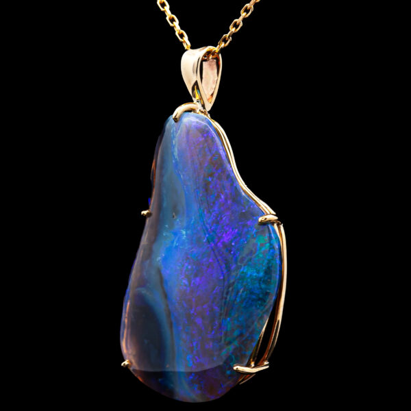 Australian Fossil Shell Opal Pendant in Yellow Gold by World Treasure Designs