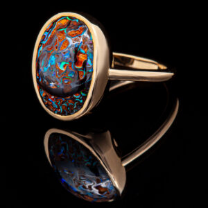 Australian Boulder Matrix Yowah Nut Opal Ring in Yellow Gold by World Treasure Designs