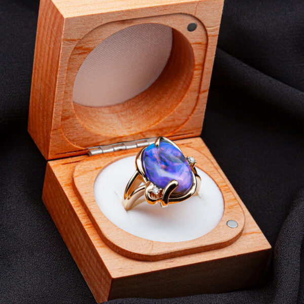 Australian Crystal Opal Ring in Yellow Gold by World Treasure Designs