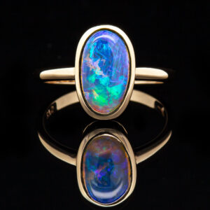 Fluorescent Australian Crystal Opal Ring in Yellow Gold by World Treasure Designs