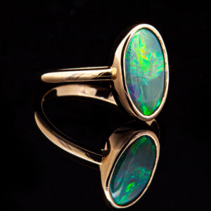 Tena | Blue-Green Australian Crystal Opal Ring - Image 2