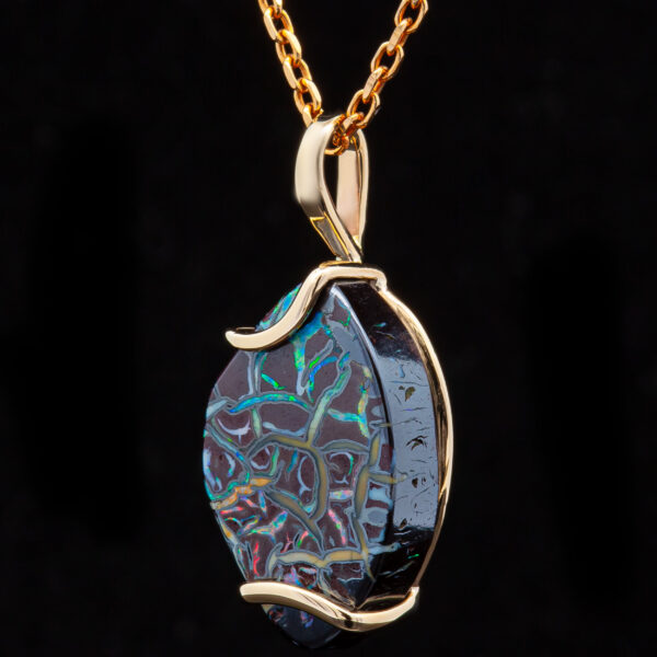 Australian Boulder Opal Necklace in Yellow Gold by World Treasure Designs