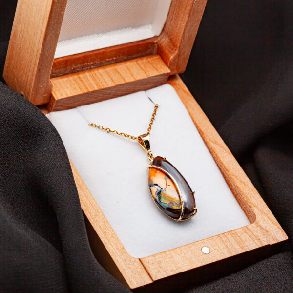 Australian Boulder Opal Necklace in Yellow Gold by World Treasure Designs