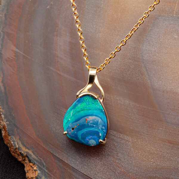 Australian Yowah Boulder Opal Necklace in Yellow Gold by World Treasure Designs