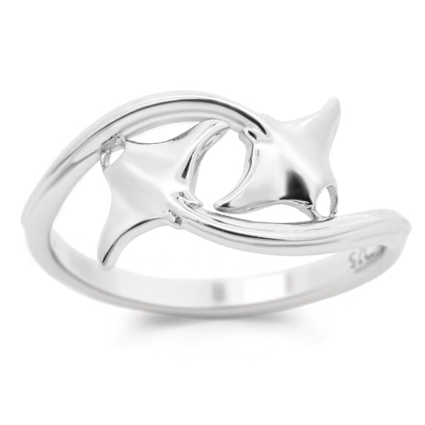 Double Manta Ray Ring in Sterling Silver by World Treasure Designs