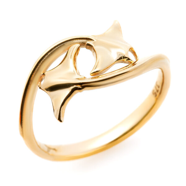 Manta Ray Courtship Dancing Display in Yellow Gold by World Treasure Designs