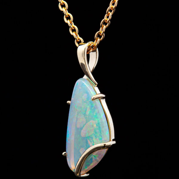 Australian Semi-Black Opal Necklace Solid Opal in Yellow Gold by World Treasure Designs