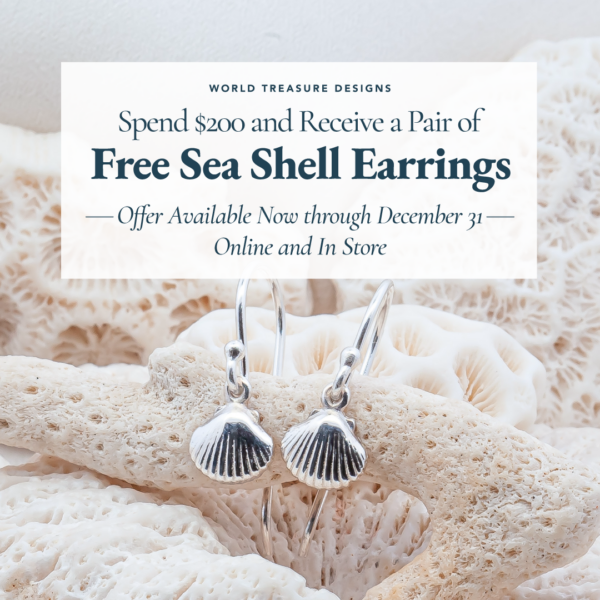 Seashell Earrings in Silver for Holiday Promo by World Treasure Designs