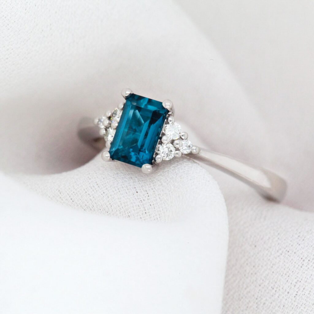 White Gold Diamond And Blue Sapphire Ring By World Treasure Designs