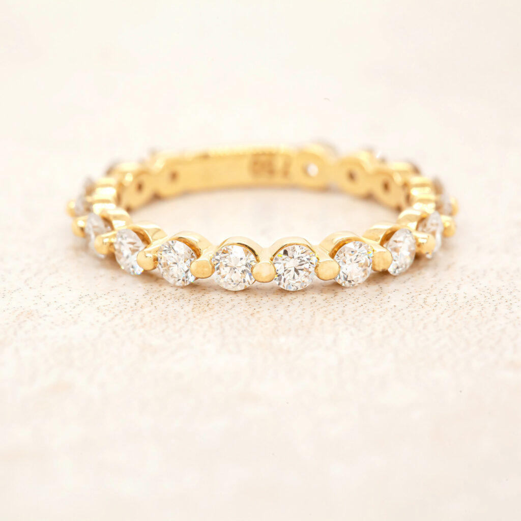 Yellow Gold Round Diamond Bubble Band Ring By World Treasure Designs