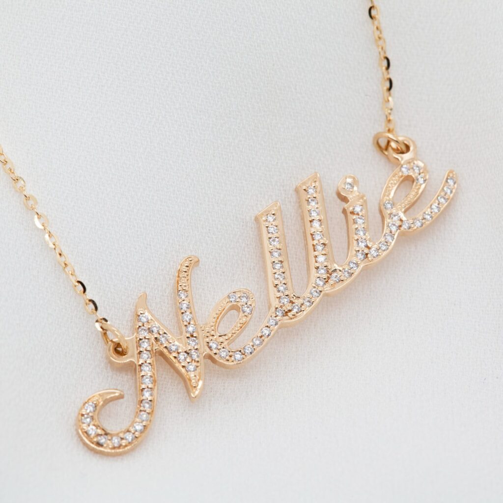 Yellow Gold Diamond Set Name Pendant By World Treasure Designs