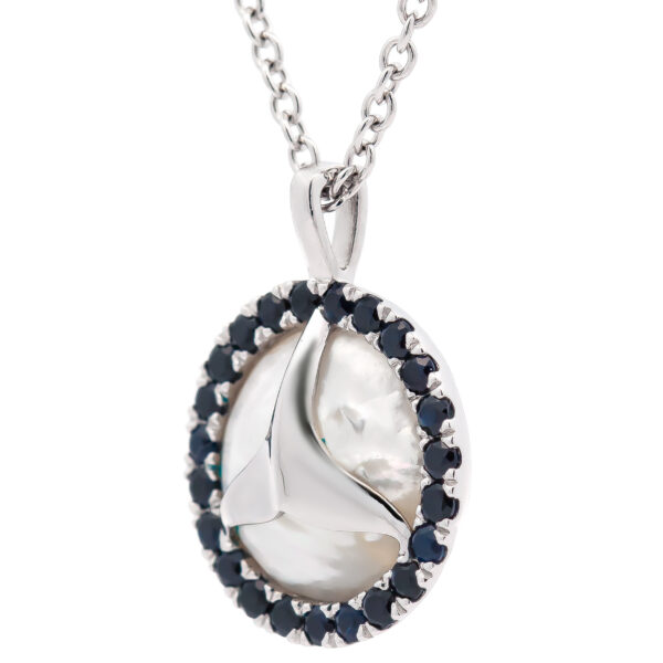 Eternal Fluke Mother of Pearl Necklace in Sterling Silver by World Treasure Designs