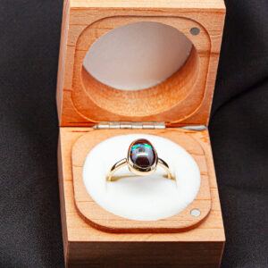 Australian Blue and Boulder Opal Ring Bezel Set in Yellow Gold by World Treasure Designs
