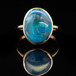 Australian Fossil Shell Opal Ring Bezel Set in 9ct Yellow Gold by World Treasure Designs