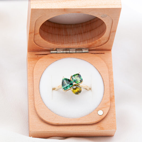 Australian Multicoloured Sapphire Parti Cluster Ring in Yellow Gold by World Treasure Designs