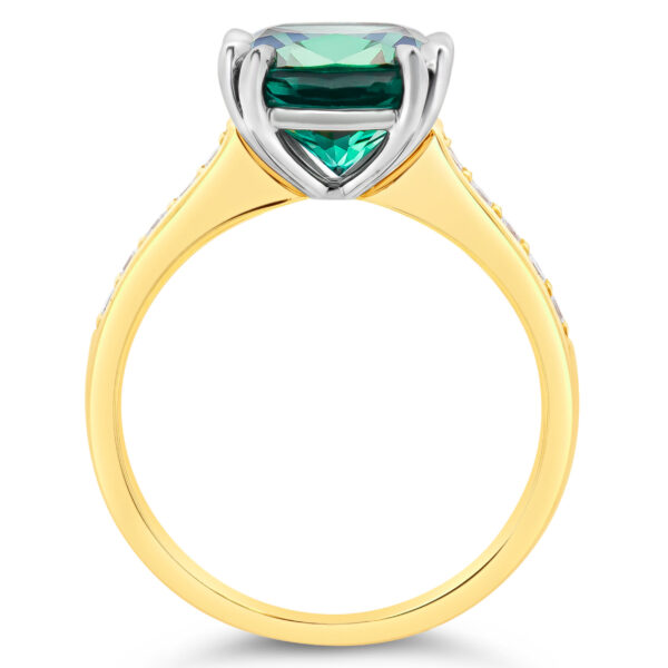 Australian Teal Parti Sapphire and Diamond Ring in Platinum and Yellow Gold by World Treasure Designs