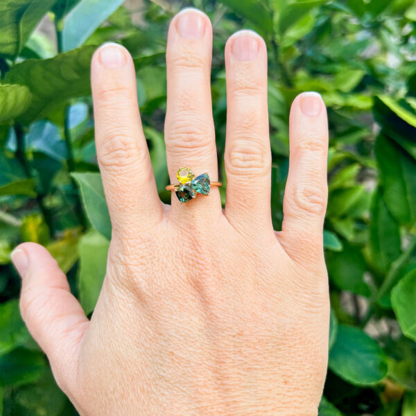 Australian Multi-Sapphire Cluster Ring in Yellow Gold by World Treasure Designs