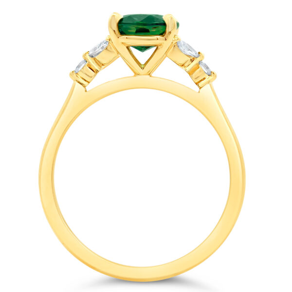 Oval Australian Green Blue Parti Sapphire and Diamond Ring in Yellow Gold by World Treasure Designs