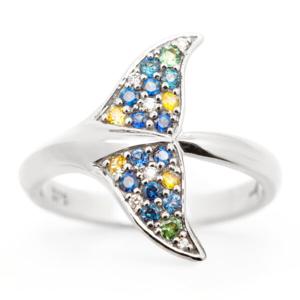 Sapphire Fluke Ring in White Gold by World Treasure Designs