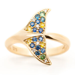 Sapphire Fluke Ring in Yellow Gold by World Treasure Designs
